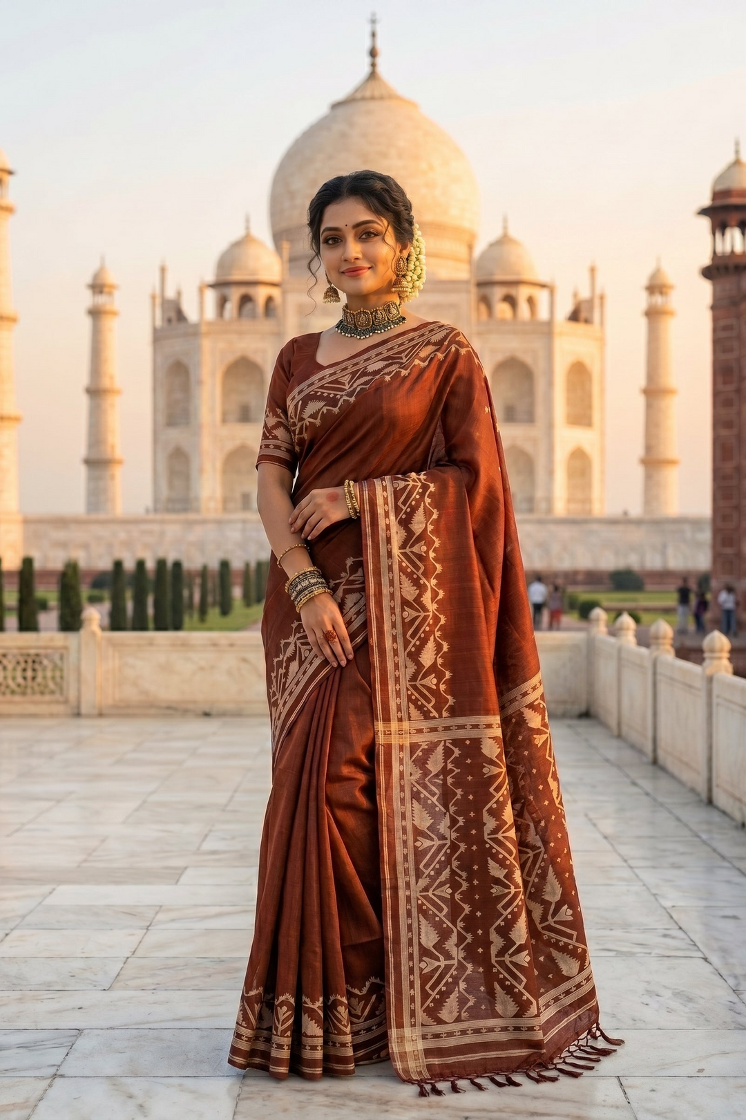Pother Panchali Gachi Tussar Jamdani Saree