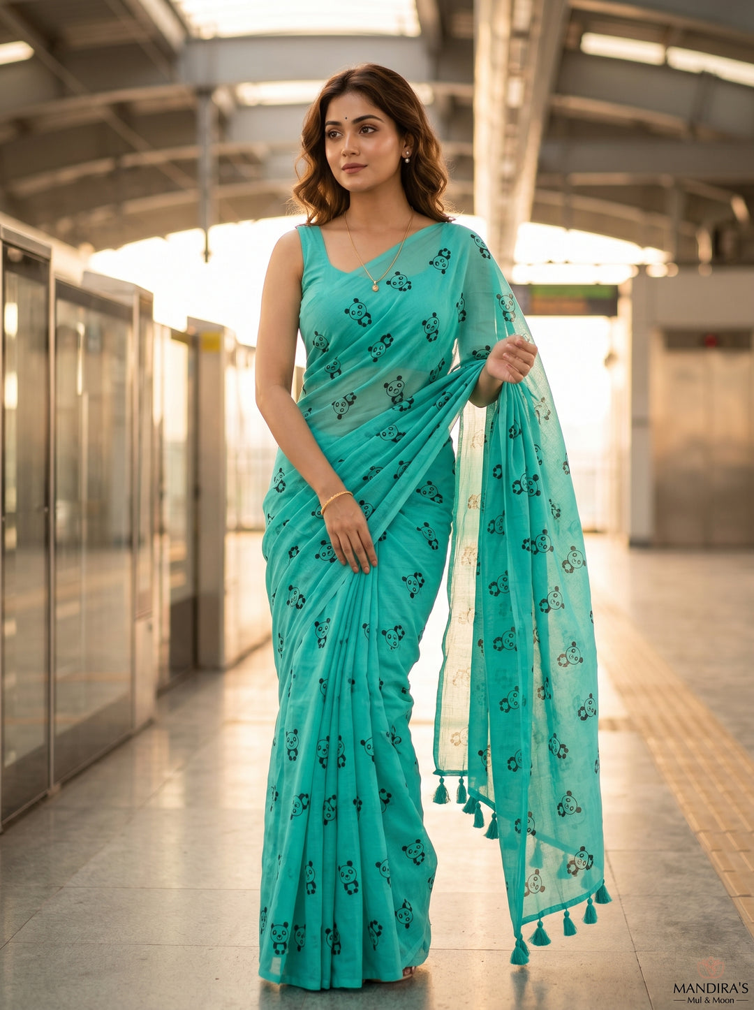 Little Panda Tale Mul Cotton Saree