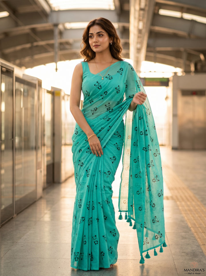 Little Panda Tale Mul Cotton Saree