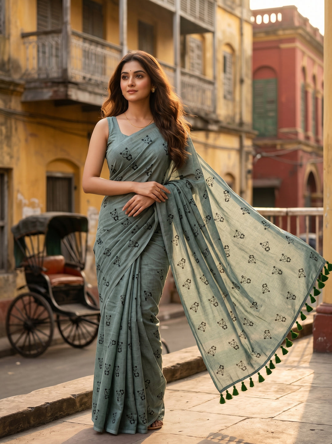 Little Panda Tale Mul Cotton Saree