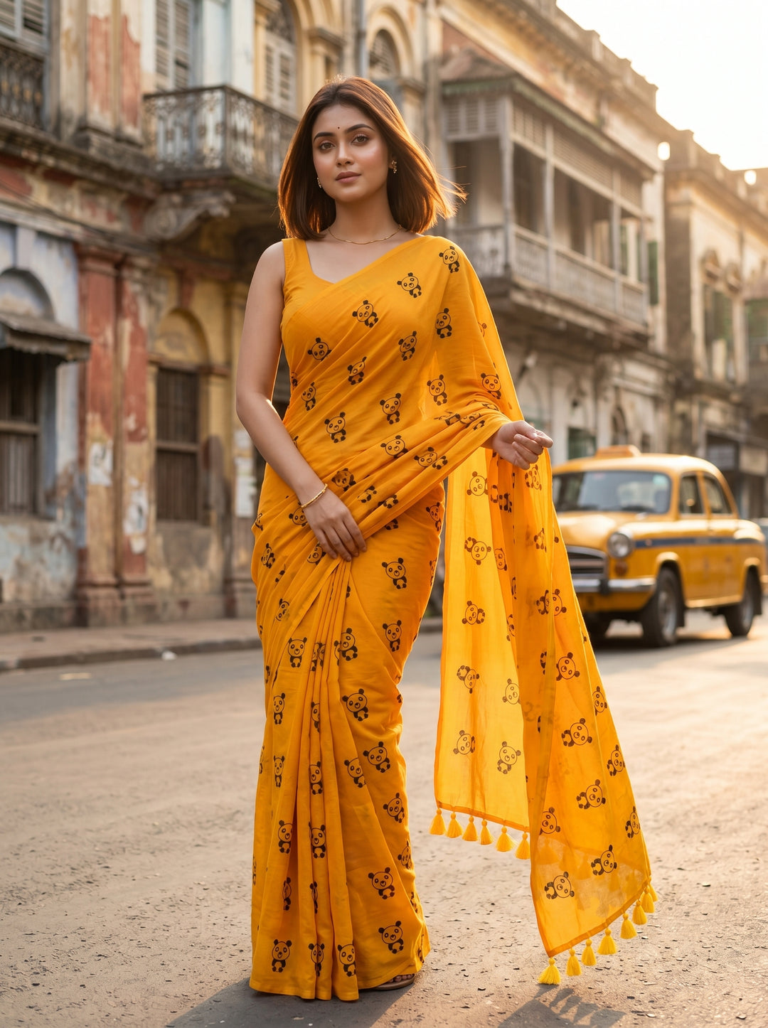 Little Panda Tale Mul Cotton Saree
