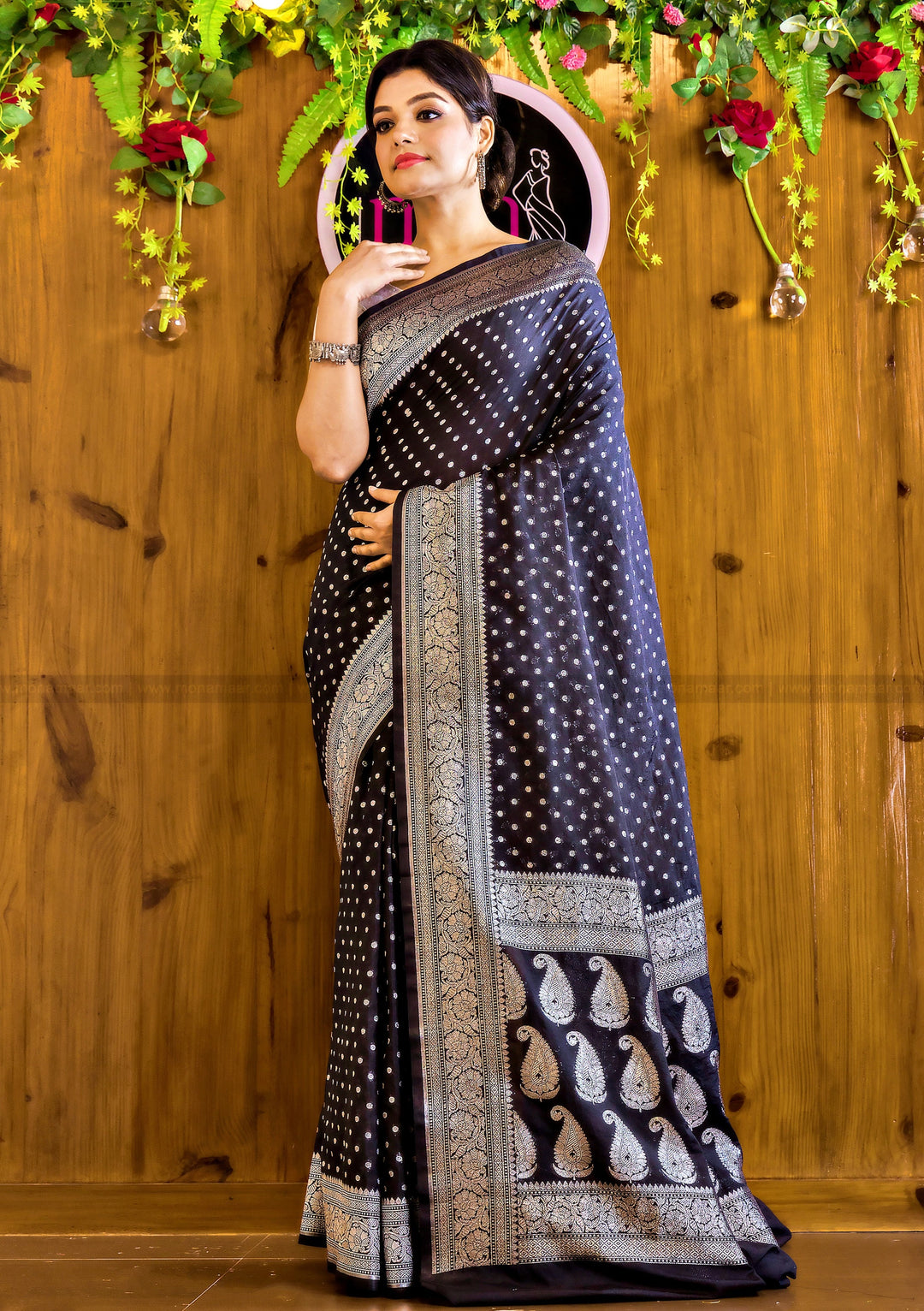 Moonlight Banarasi Semi Katan Georgette Silk Saree