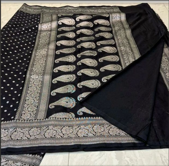 Moonlight Banarasi Semi Katan Georgette Silk Saree