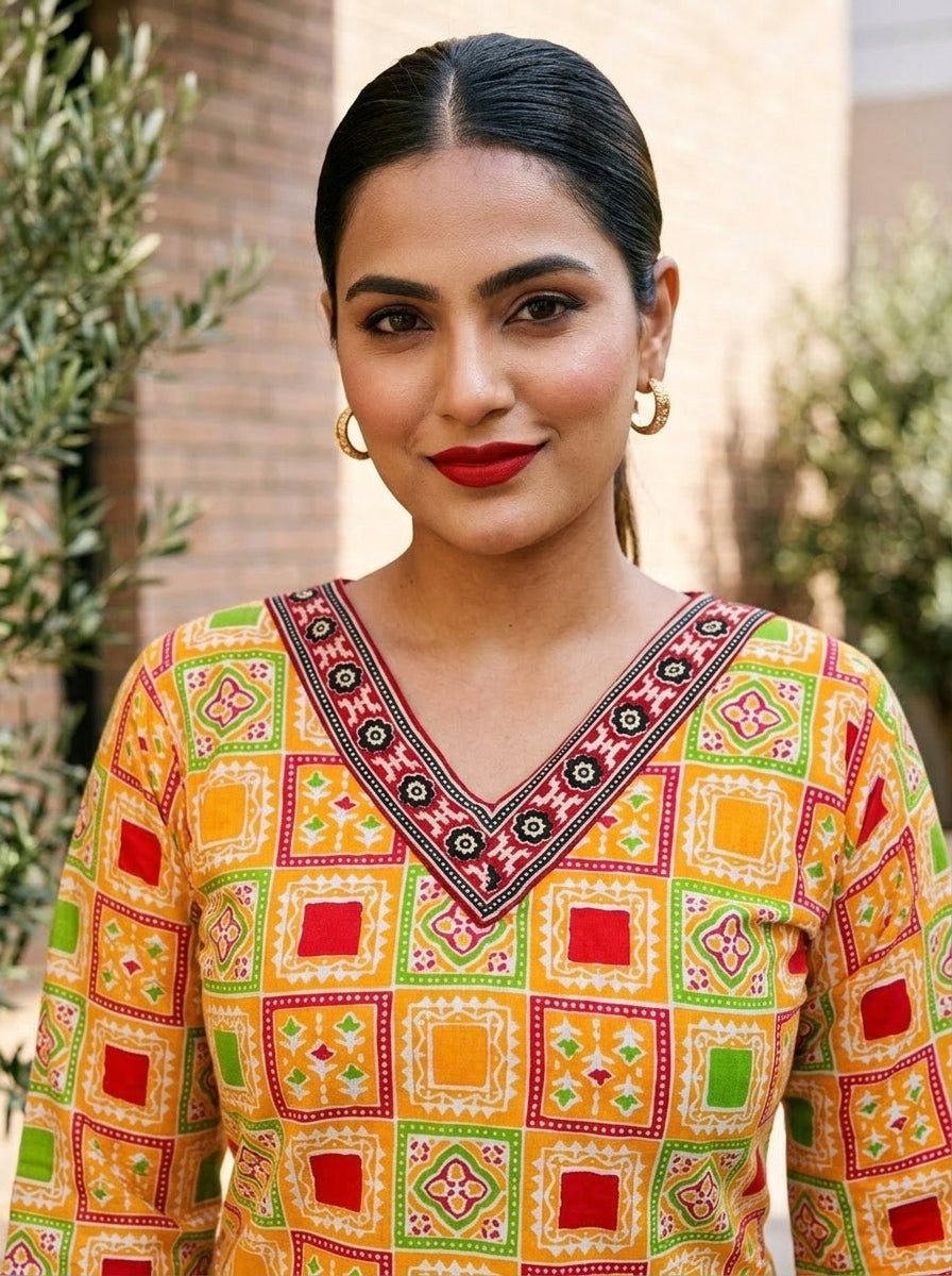 The Geometric Glee Cotton Kurti