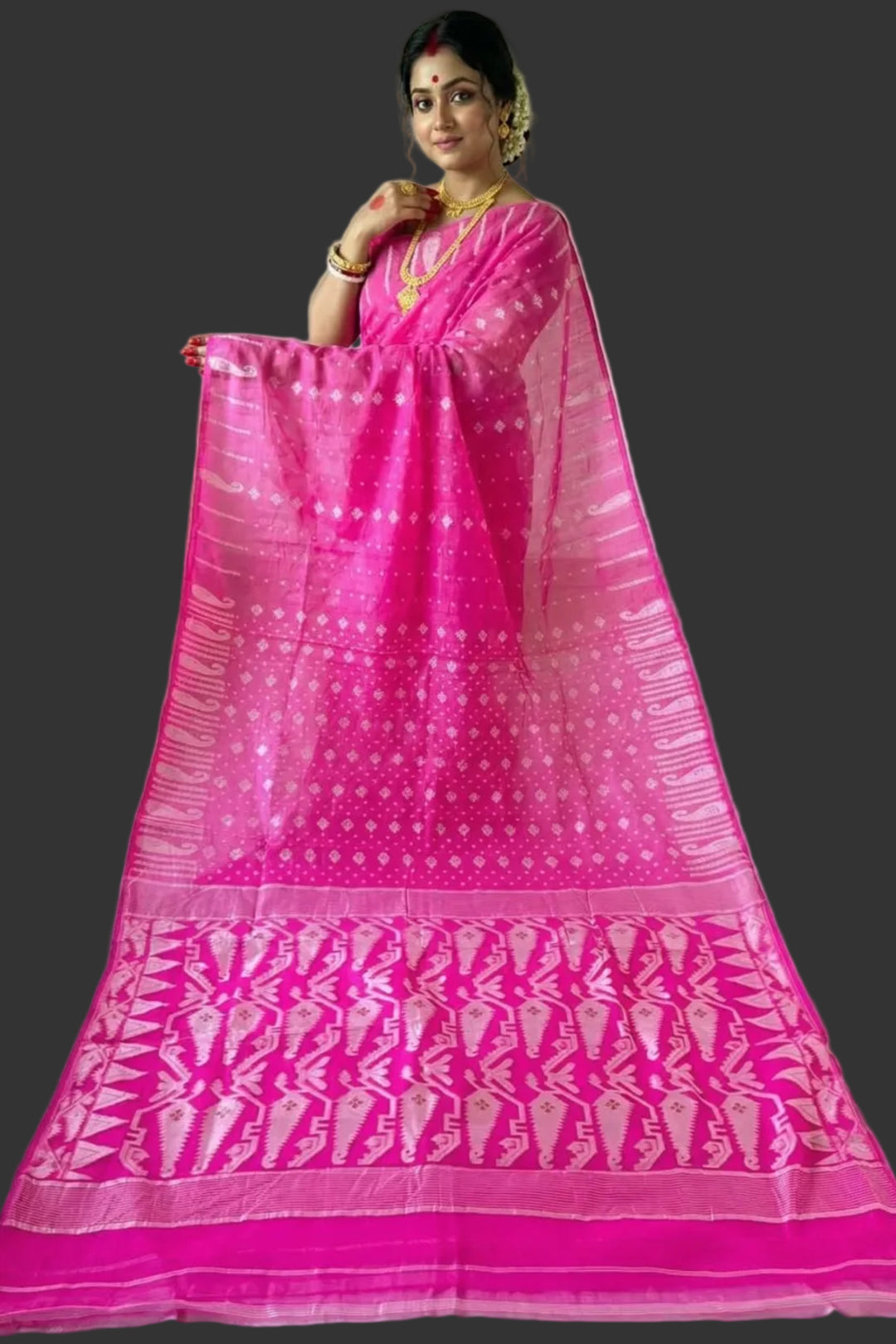 Moner Alo-Bengal Jamdani Saree (Pink)