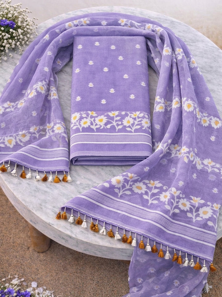 Krishnakoli Cotton Silk Unstitched Dress Material (Kurti Piece and Dupatta)