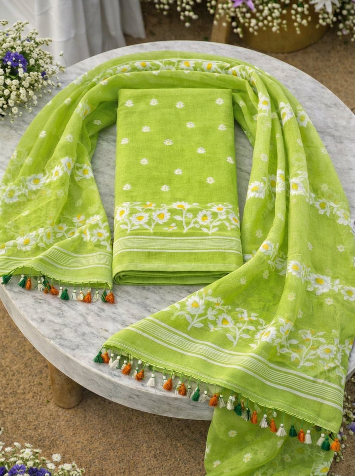 Krishnakoli Cotton Silk Unstitched Dress Material (Kurti Piece and Dupatta)
