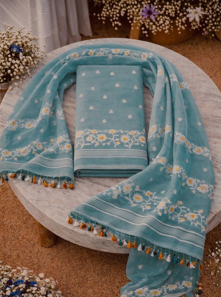 Krishnakoli Cotton Silk Unstitched Dress Material (Kurti Piece and Dupatta)