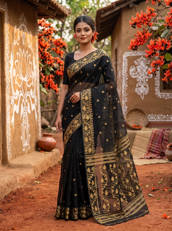 Ektu Bikel Karat Dhakai Jamdani Saree