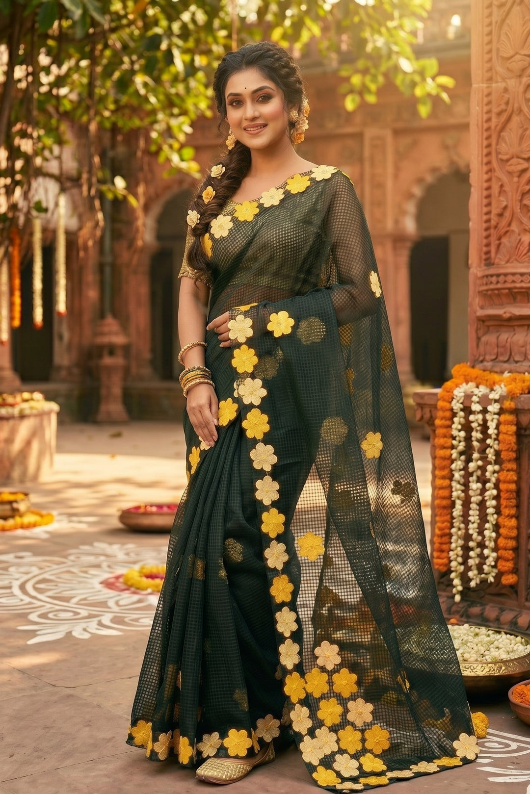 Surobhilata Reshom Kota Applique Saree