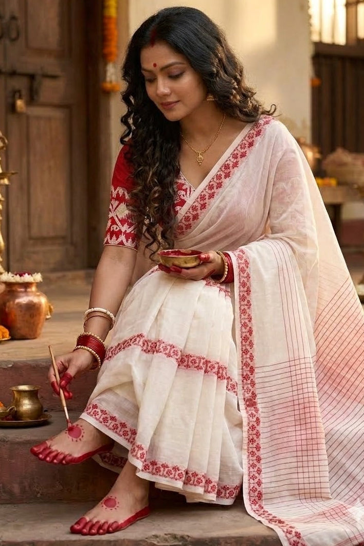Love in Contrast - Exclusive Cotton Saree With Blouse (Combo -2)