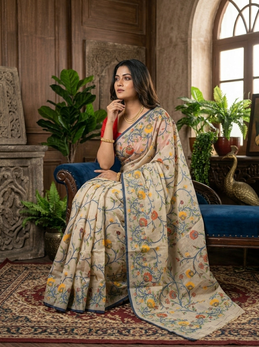 Phoollata Jamdani Exclusive Semi Tussar Jamdani Saree