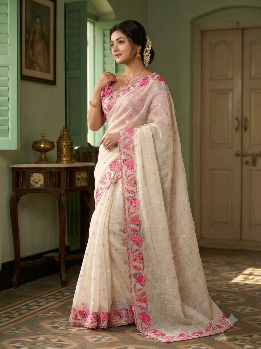 🌸 Phuler Chhoya – Premium Kota Appliqué Saree