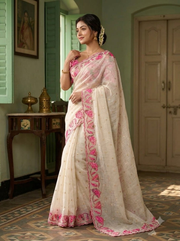 🌸 Phuler Chhoya – Premium Kota Appliqué Saree