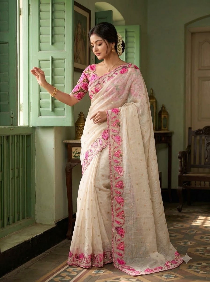 🌸 Phuler Chhoya – Premium Kota Appliqué Saree