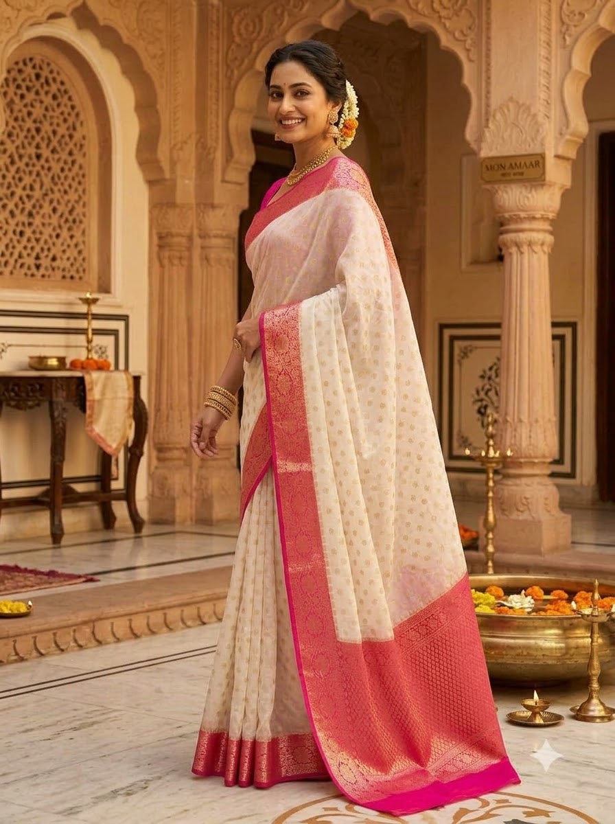 Deepavali Shringar- Banarasi Semi Georgette Soft Silk  Saree
