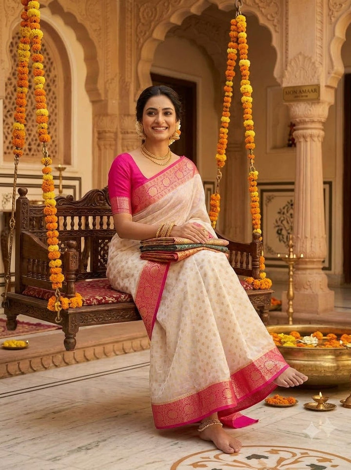 Deepavali Shringar- Banarasi Semi Georgette Soft Silk  Saree