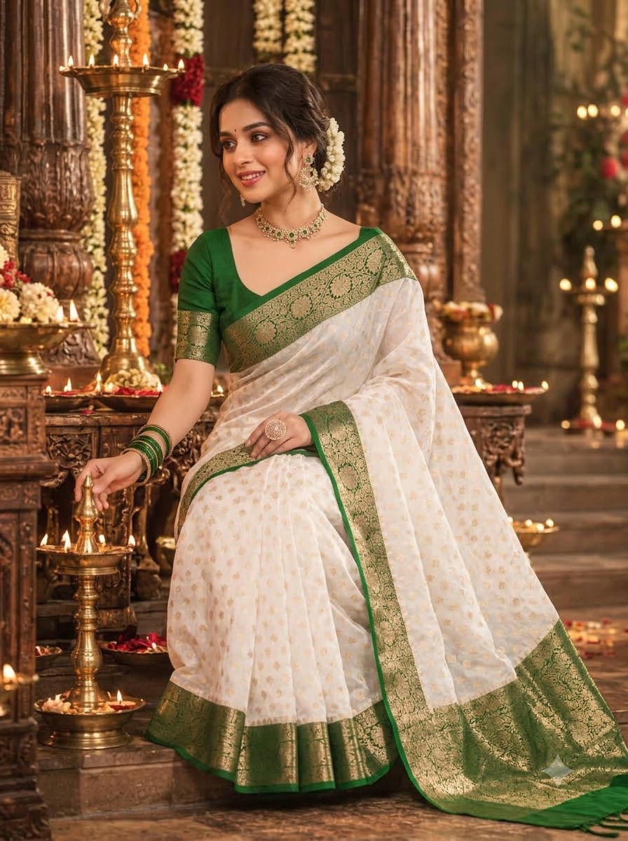 Deepavali Shringar- Banarasi Semi Georgette Soft Silk  Saree