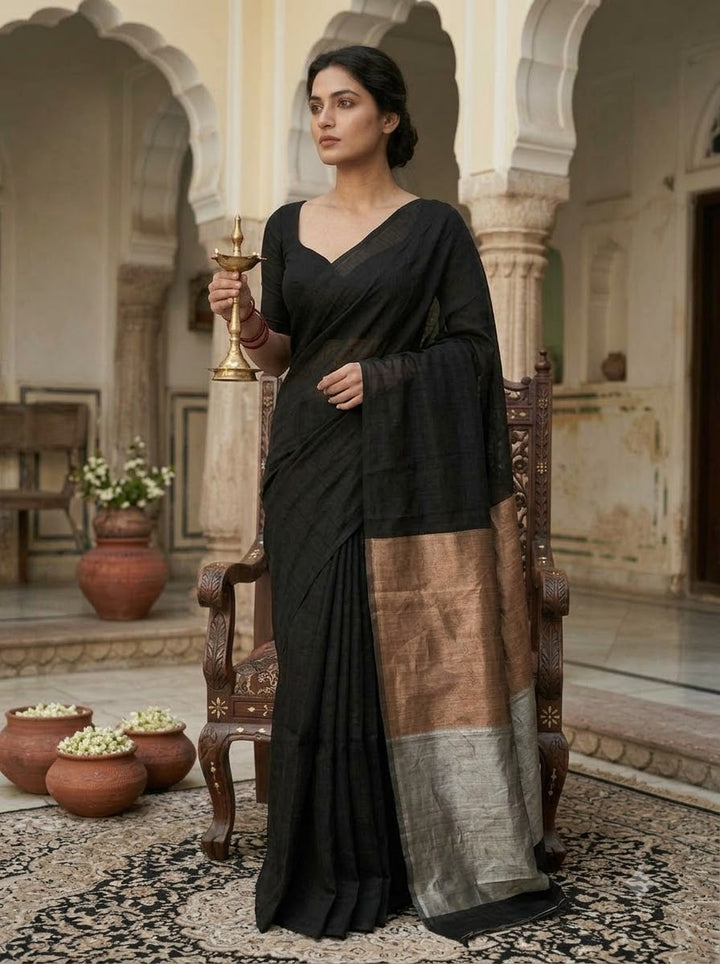 Mysterious Black Bengal Khadi Saree