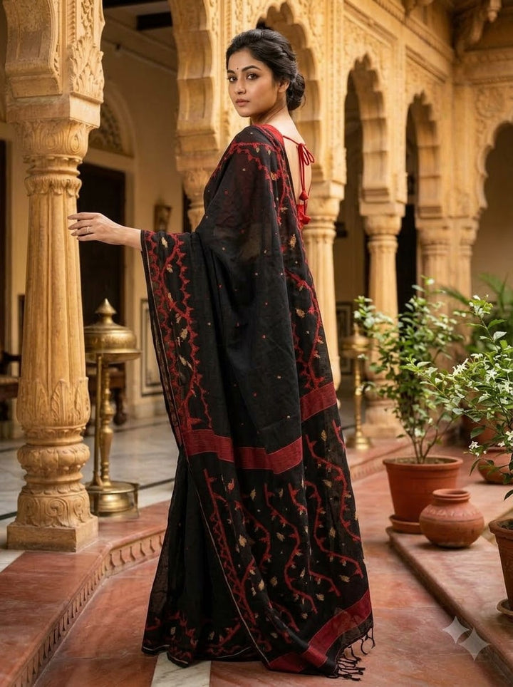 Snigdharag Karat Cotton Jamdani Saree
