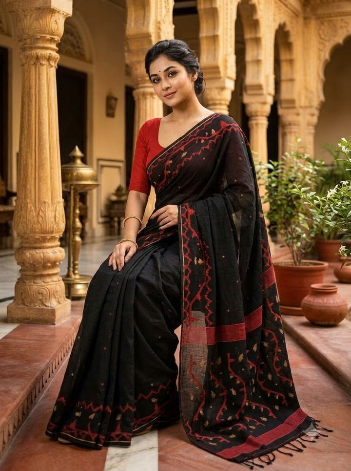 Snigdharag Karat Cotton Jamdani Saree