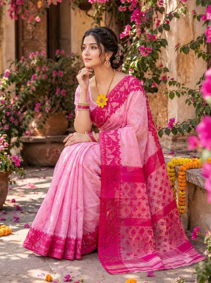 Golapi Golpo Bengal Jamdani Saree