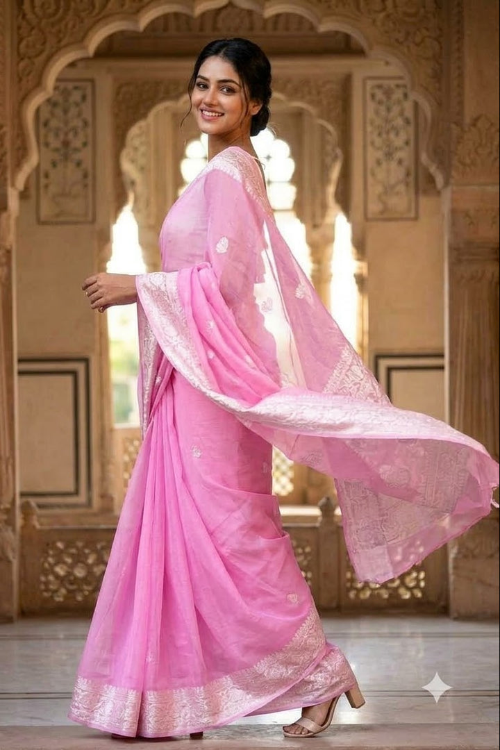 Legacy Of Khaddi Chiffon Handloom Banarasi Saree