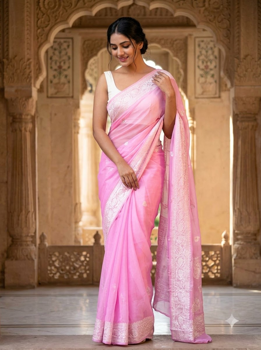 Legacy Of Khaddi Chiffon Handloom Banarasi Saree