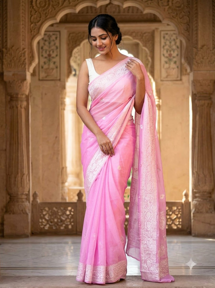 Legacy Of Khaddi Chiffon Handloom Banarasi Saree