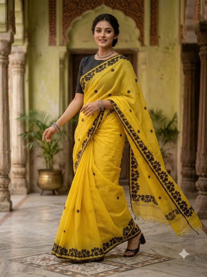 Megher Koli Reshom Kota Applique Saree