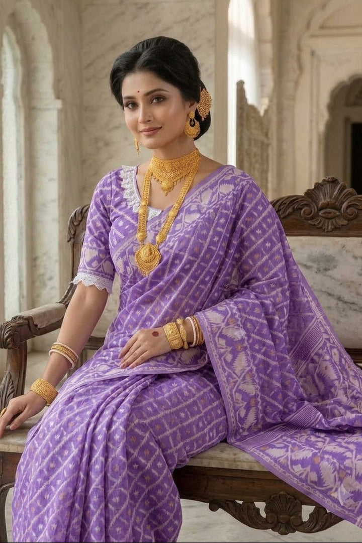 🌸 Rangmohini Bengal Jamdani Saree Set 🌸