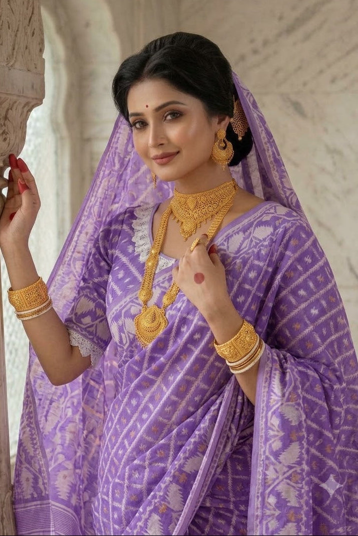 🌸 Rangmohini Bengal Jamdani Saree Set 🌸