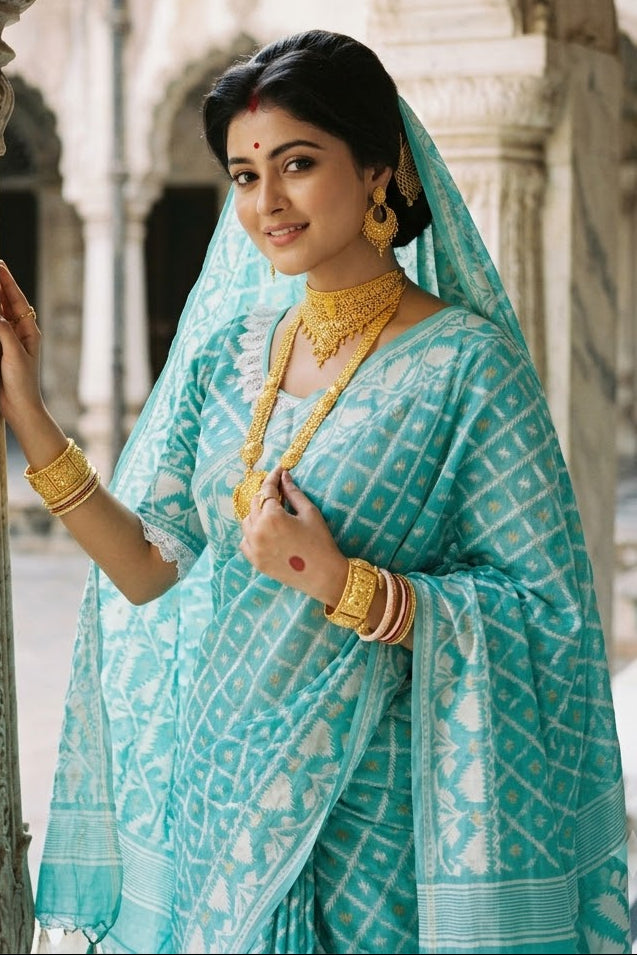 🌸 Rangmohini Bengal Jamdani Saree Set 🌸
