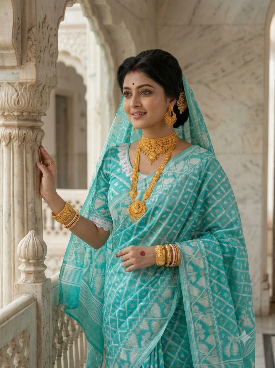 🌸 Rangmohini Bengal Jamdani Saree Set 🌸