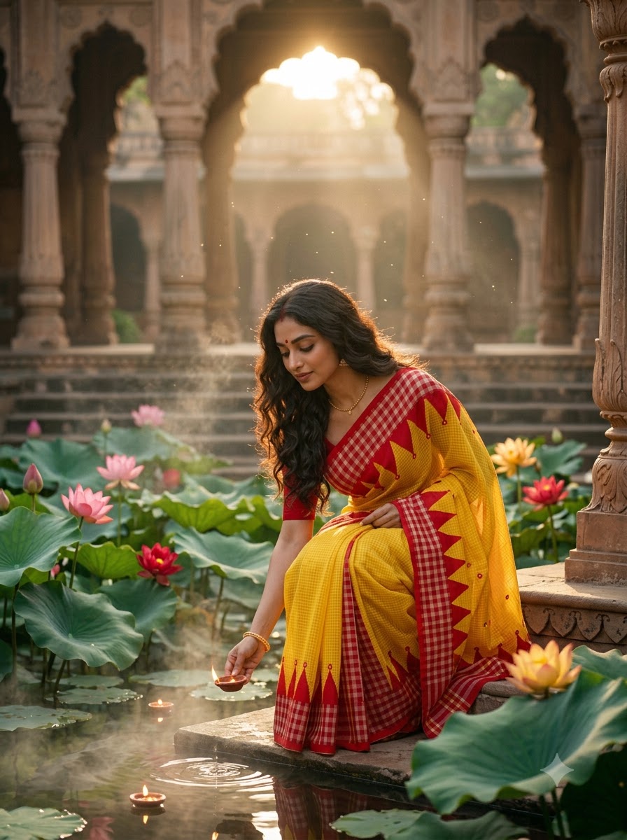 Lok Katha Nakshi Temple Saree