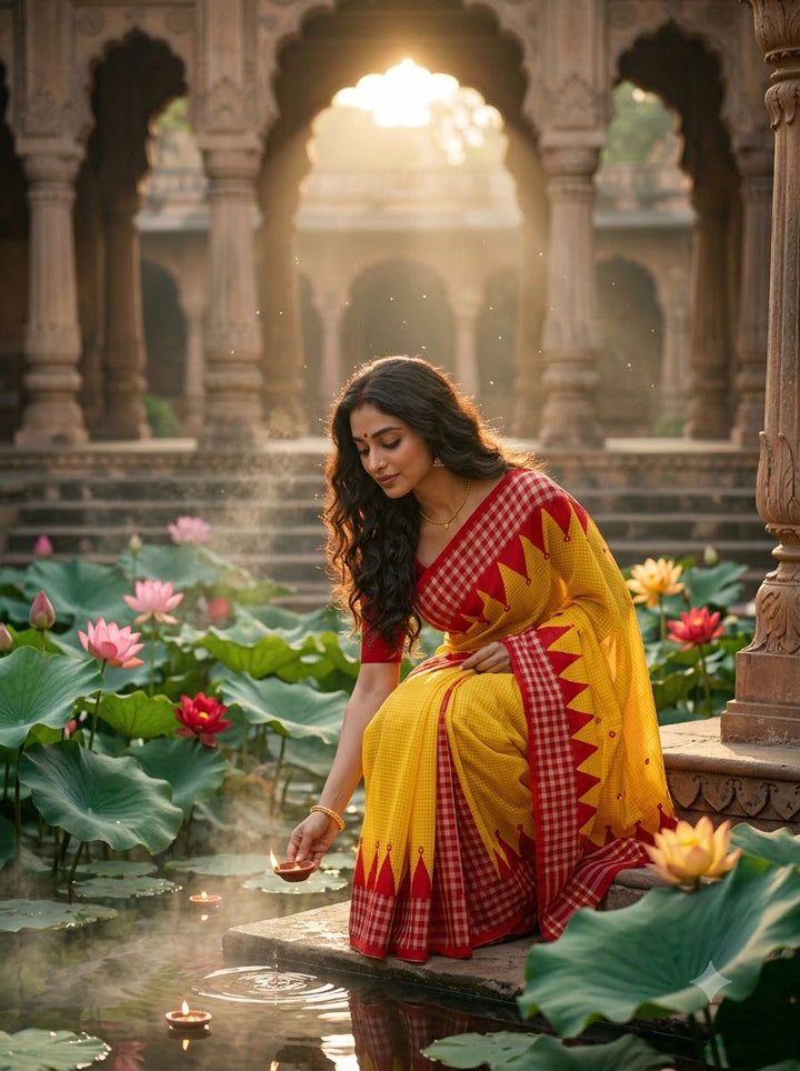 Lok Katha Nakshi Temple Saree
