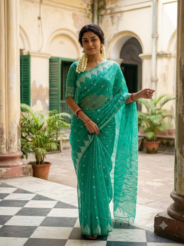 Reshmi Affair (Moirang phee Inspired) Muslin Resham Saree