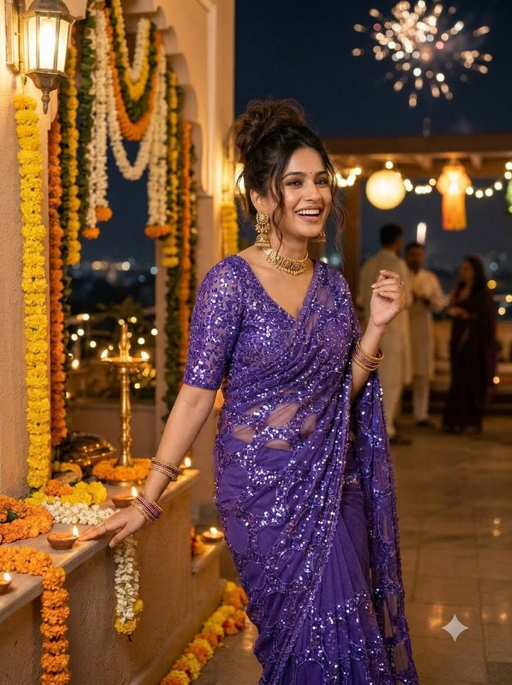 Celestial Gold Net Saree