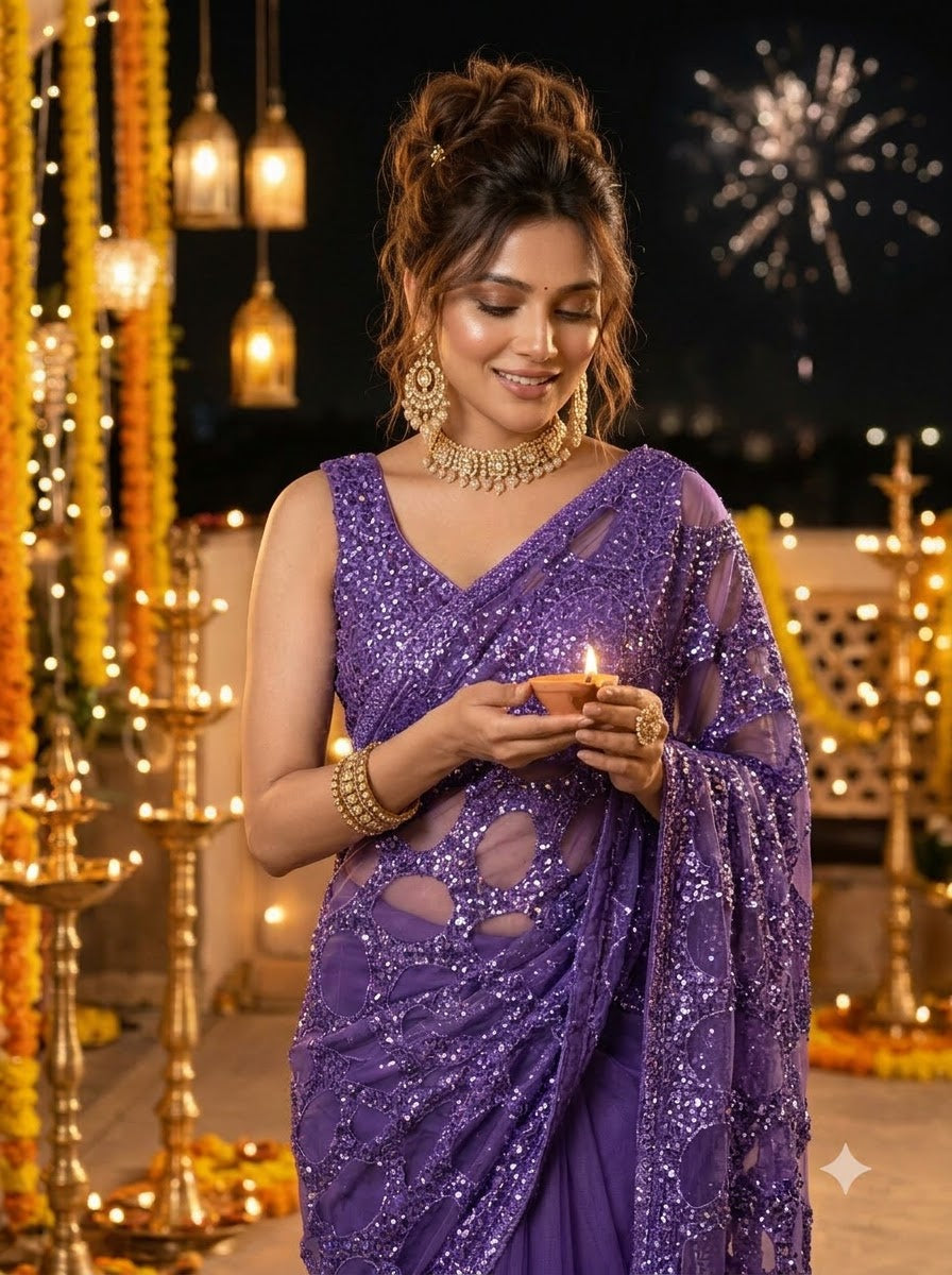 Celestial Gold Net Saree