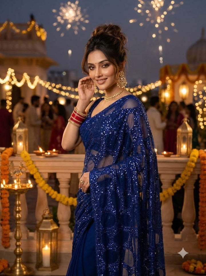 Celestial Gold Net Saree