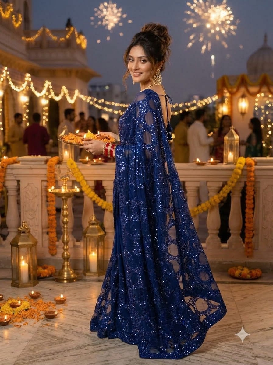 Celestial Gold Net Saree