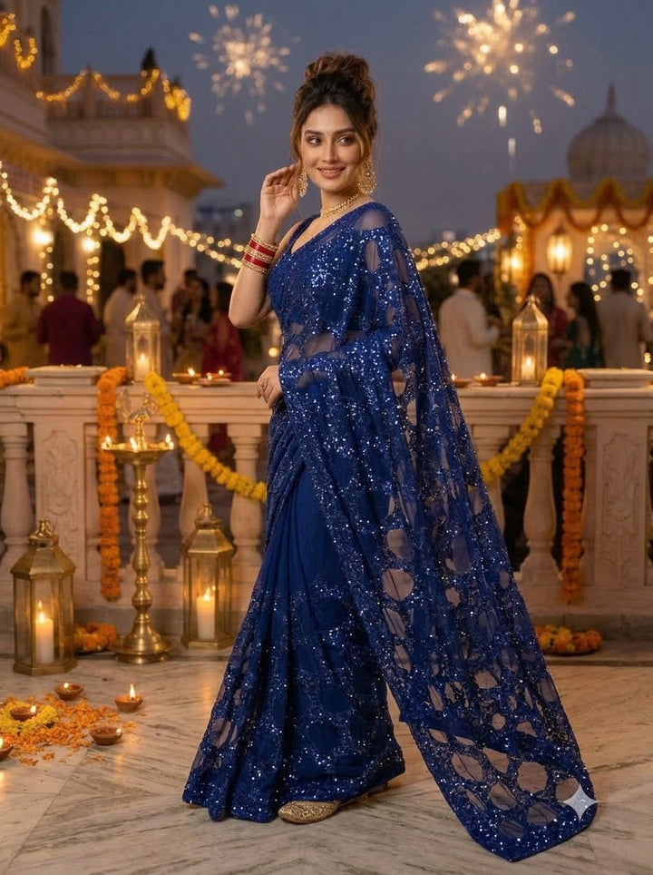 Celestial Gold Net Saree