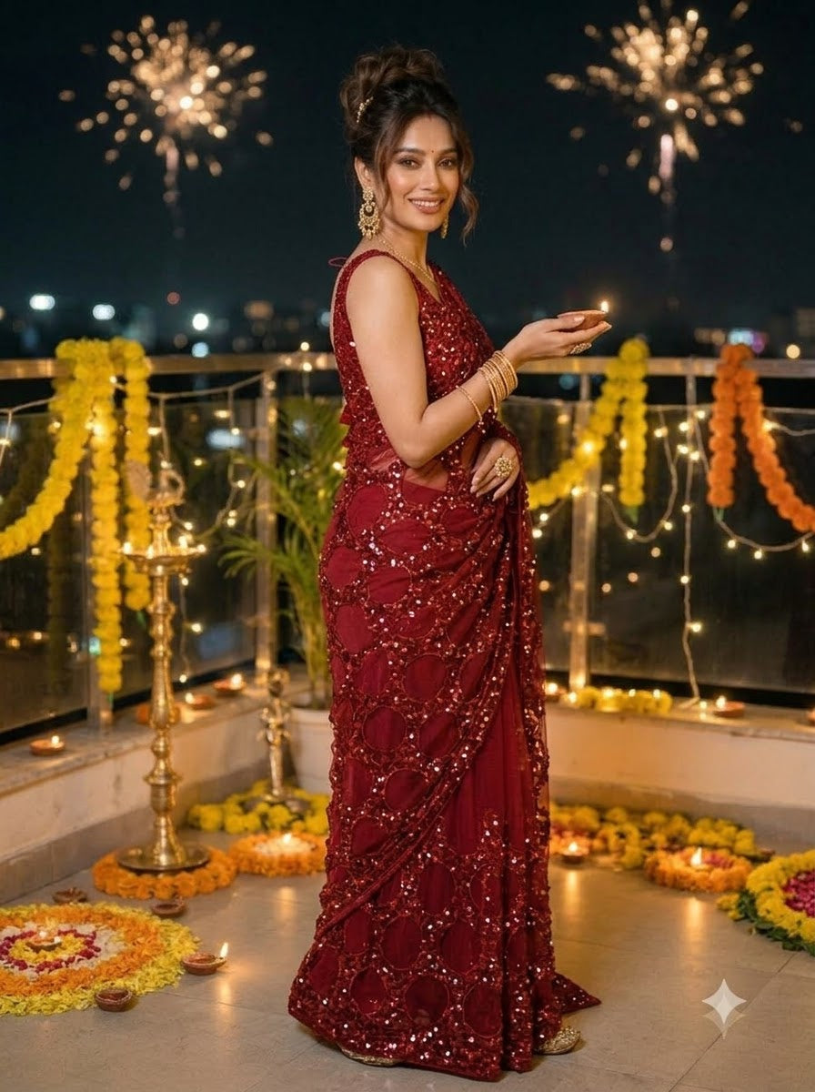Celestial Gold Net Saree