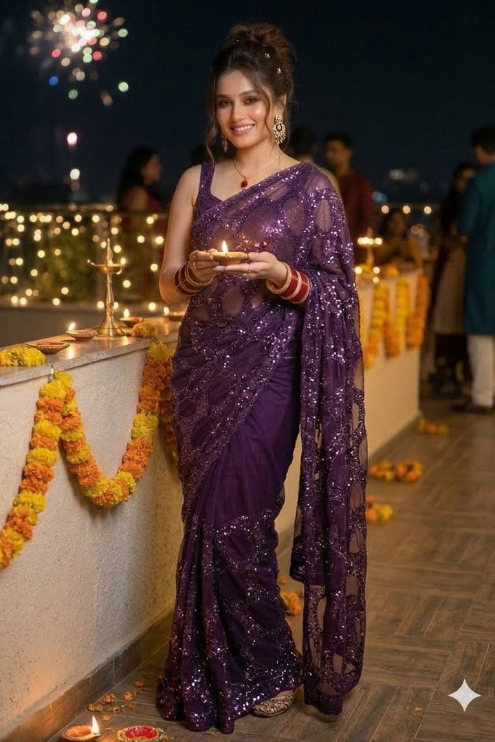 Celestial Gold Net Saree