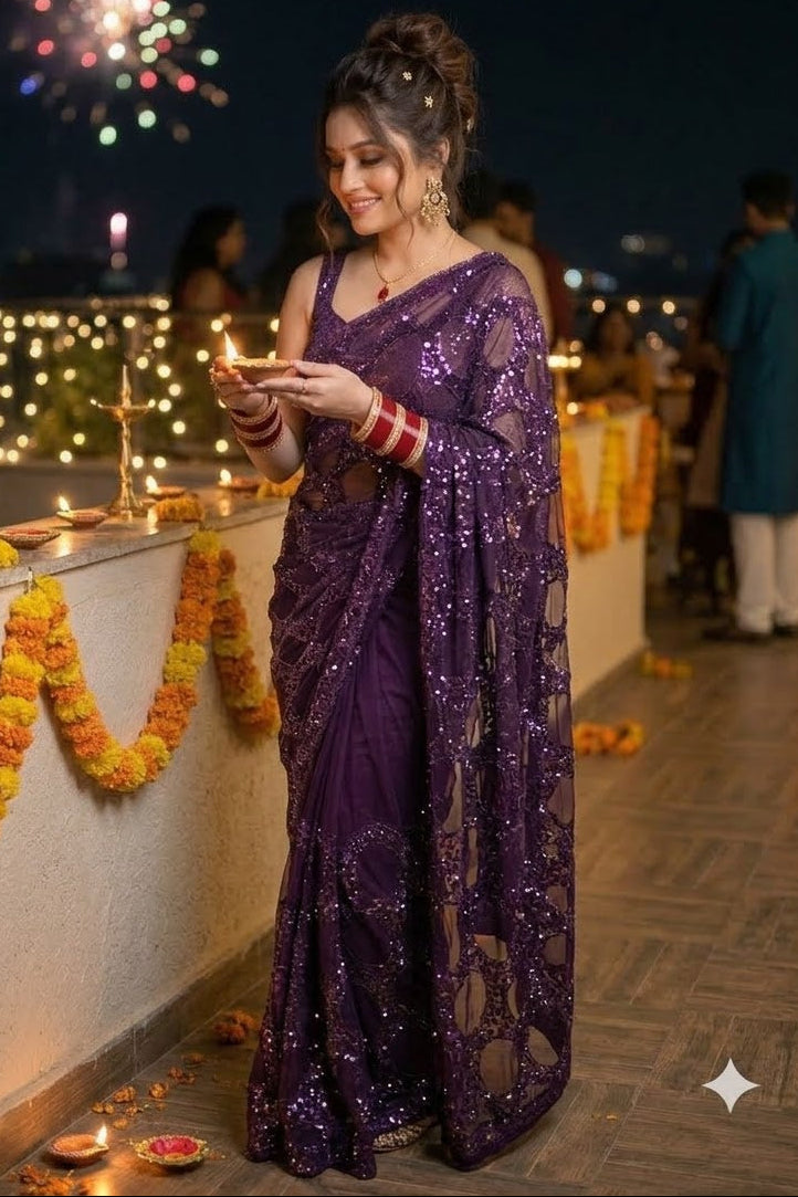 Celestial Gold Net Saree