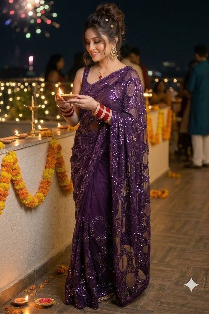 Celestial Gold Net Saree