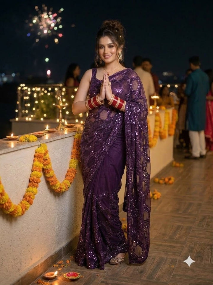 Celestial Gold Net Saree