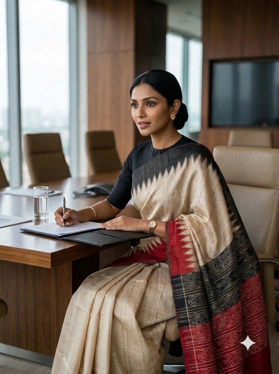 She Rules Ghicha Tussar Silk Saree