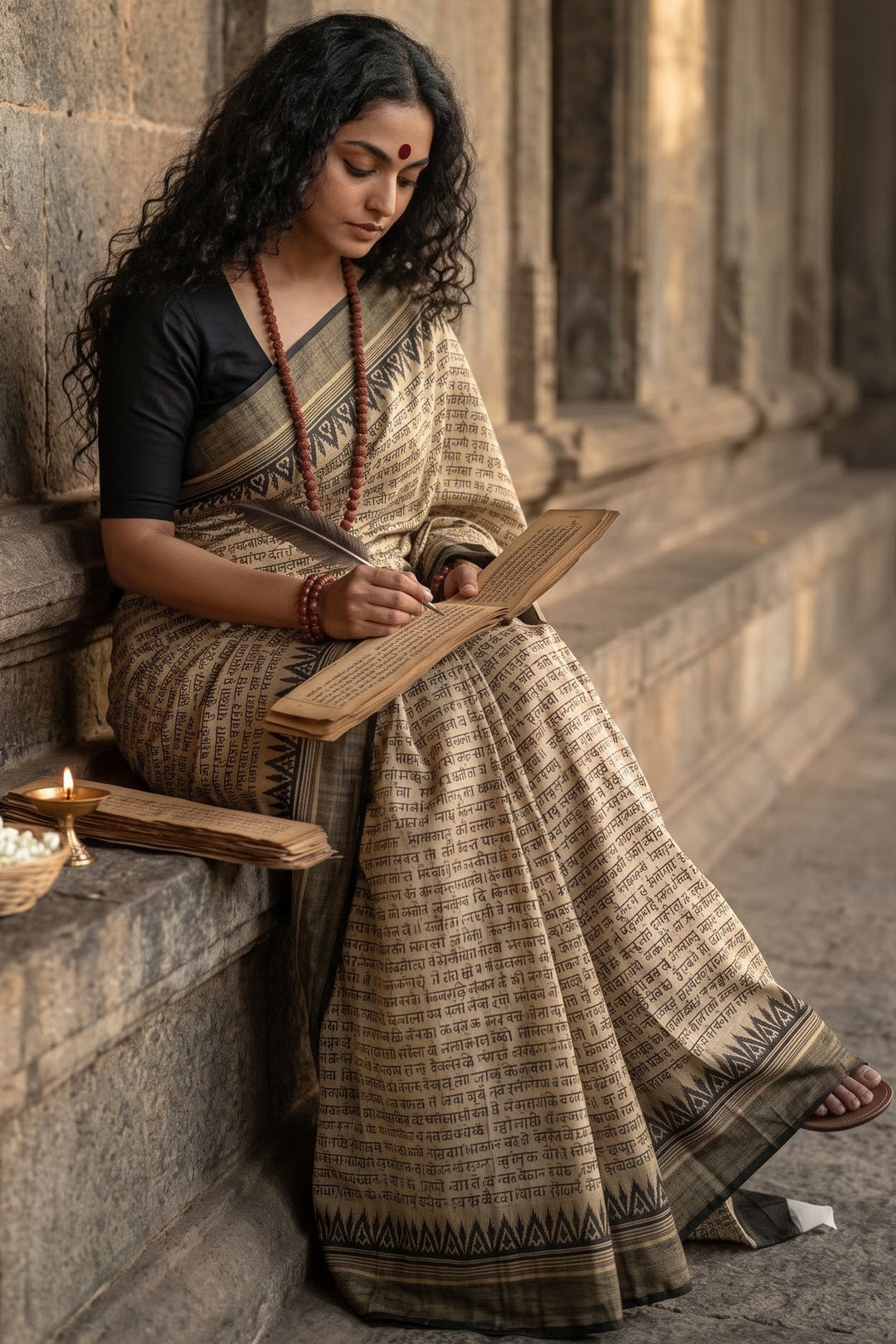 Vedic Scholar - Aabhaangi Ghicha Tussar Silk Saree