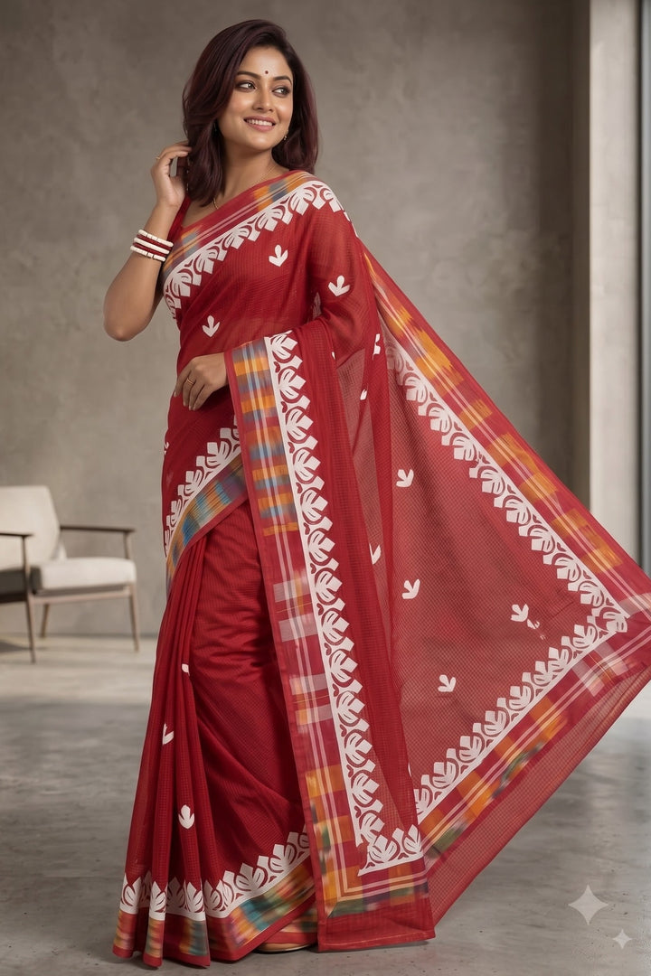 Aloklata Cotton Kota Applique Saree